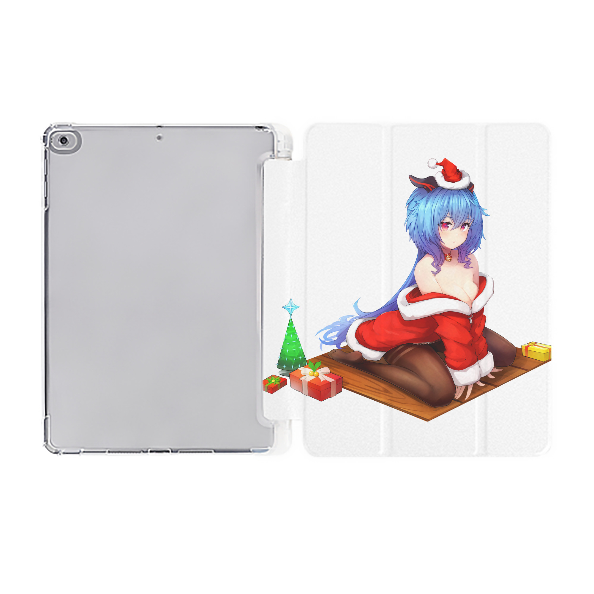 げんし神 甘雨 かんう genshin Ganyu IPad ケース ペン収納付き 三つ折りスタンド PUレザー×シリコン 対応機種9.5/10.5/10.9インチ